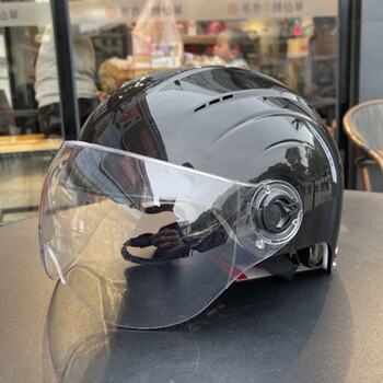 革岛电瓶车头盔夏季电动车网红帽头盔四季通用男女半盔户1哈雷黑色