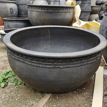 陶瓷缸盆荷花缸 户外陶瓷鱼缸 大号捡漏鱼盆黑陶老北京鱼盆荷花盆碗莲