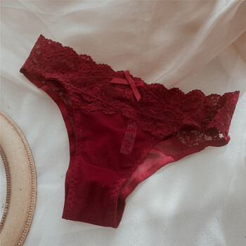 浪莎本命年属虎年红色女士内裤低腰三角性感蕾丝透明蹦开运结婚新娘短
