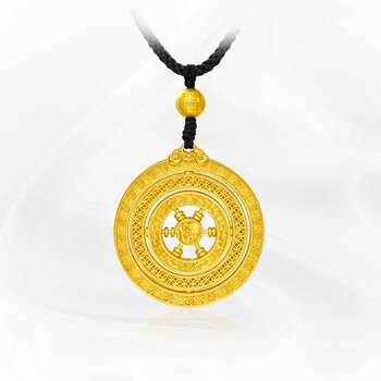 周大福傳承经典传承足金黄金吊坠寓意招财纳福f223400(工费:3780计价)