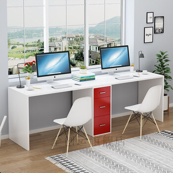 小米阳光 双人书桌台式书柜办公桌组合家用写字台简约现代抽屉电脑桌