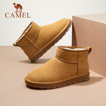 骆驼（CAMEL）男鞋 加绒保暖加厚复古耐折反绒面防寒雪地靴男 G13W223109黄色 42