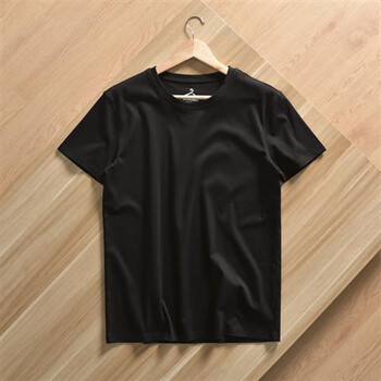 恺吉锐货黑科技液氨匹马棉男士商务休闲舒适纯色短袖丝光棉t恤潮黑色