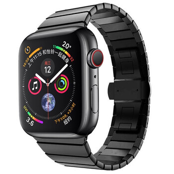 适用苹果apple手表s8iwatch8ultrase7男高级金属腕带精钢表带黑色一株