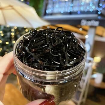 千银鸟一次性儿童胶圈扎头发橡皮筋女宝宝不伤发弹性好小发圈彩色 约300根一次性皮筋黑色袋装