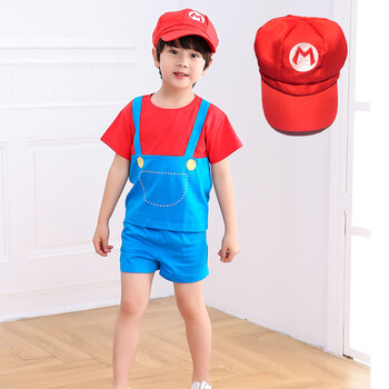 六一儿童节演出服夏幼儿园小班玛丽衣服马里奥可爱表演服装t 男童红色