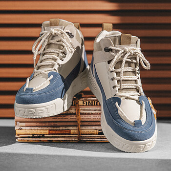 qihuang卡迪高官方男鞋春秋款中学生复古休闲板鞋男增高百搭小众设计