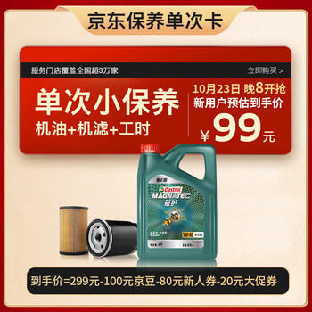 嘉实多（Castrol）保养单次卡 磁护智E版 全合成 汽机油5W-40 SP级 4L 含机滤包安装