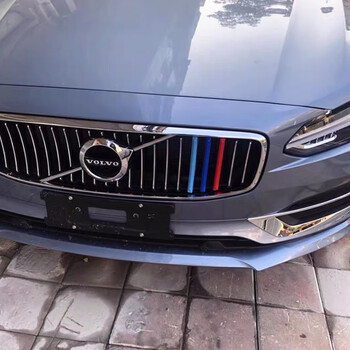 oeing沃尔沃xc60改装中网三色装饰条s90外饰专用车贴进气格栅贴条亮片