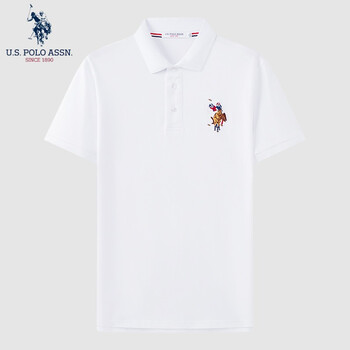 U.S. POLO ASSN.US保罗短袖polo衫男短袖男装夏季半袖纯色商务休闲打底衫透气上衣 JC-4411 白色 L 170(115-130斤左右)