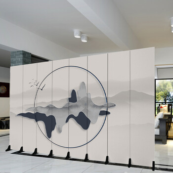 中式屏风隔断办公室折叠移动酒店客厅会议室大厅遮挡推拉带轮折屏 1扇