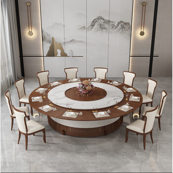电动大圆桌 电动转盘餐桌酒店电动餐桌大圆桌自动转盘带电磁炉火锅桌