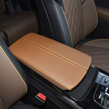 博紫适用于gf比亚迪唐中央扶手箱垫汉ev手扶箱套扶手套改装内唐黄棕色