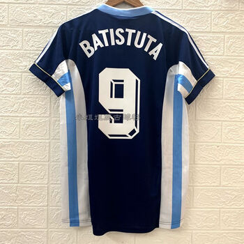98世界杯阿根廷队客场球衣 9号战神巴蒂斯图塔短袖复古足球服 套装 9