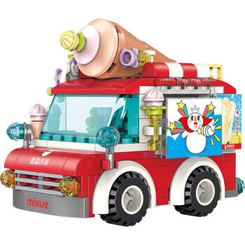 jaki蜜雪冰城积木冰淇淋车兼容乐高拼装儿童玩具男生女孩生日礼物 雪
