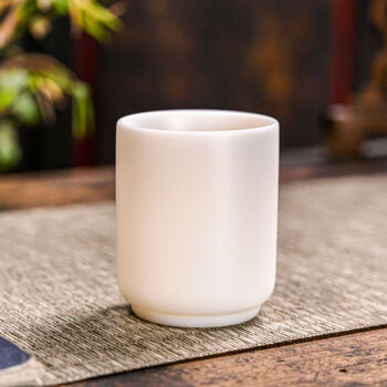 作简约清新羊脂玉白瓷主人杯单杯品茗杯私人茶杯定制小茶杯diy直口杯