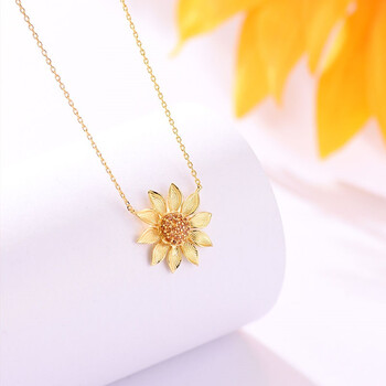 催雪向日葵项链女太阳花吊坠银锁骨链风小众设计众设计