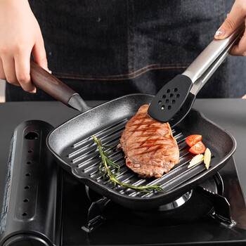 onlycook牛排煎锅盘早餐锅 无涂层铸铁牛扒煎锅 不易粘锅燃气灶电磁炉通用
