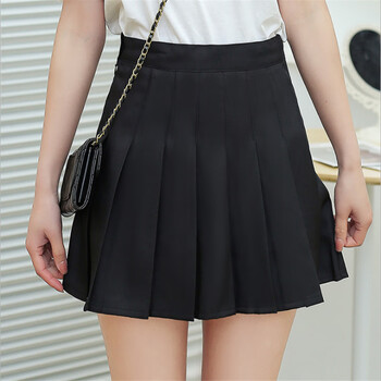 宝佳贝怡(baojiabeiyi)百褶裙女夏短裙高腰网球裙显瘦黑色百褶裙子a字