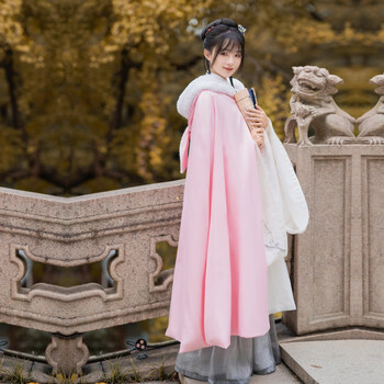 zhouyouyang芳华庭原创汉服女斗篷长款中国风加绒加厚披风外套新年