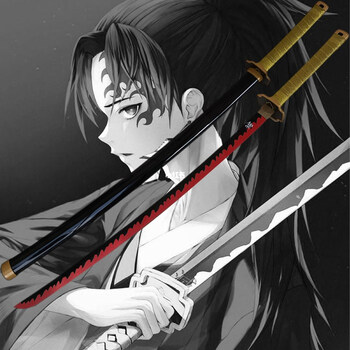 刀炭治郎儿童竹木刀动漫cos周边时透我妻善逸未开刃 升级款  继国缘一