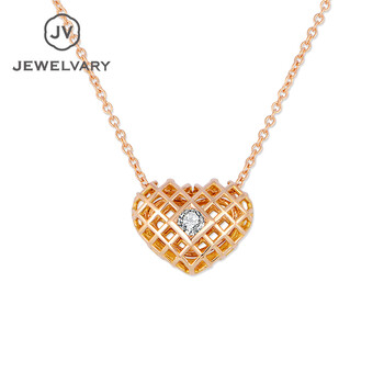 jewelvary永恒之心18k金钻石项链吊坠生日礼物实物拍摄黄金