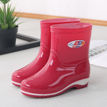 Dwayne 时尚中筒雨鞋女滑加绒棉女士雨靴女式水耐磨水鞋女生胶鞋 中筒酒红色-无加棉 38