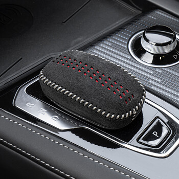 极氪001档把套排挡头套内饰改装翻毛皮汽车档位套保护装饰 灰色翻毛皮