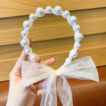 森诗妃艾朵唯珍珠发箍女儿童发卡飘带发饰超仙公主网纱头箍女童蝴蝶结