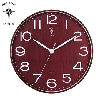 北极星创意客厅家用钟表时尚现代静音挂钟北欧鹿头时钟挂表石英钟 2205H咖啡色【立体字】 39厘米
