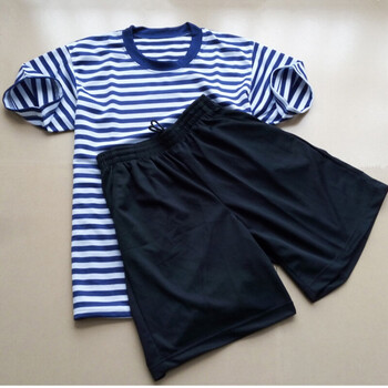 衣服体能服短袖套装男t恤夏季速干短裤透气蓝白t恤海魂衫海军衫训练服