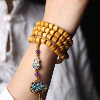 文玩桶珠手链木质佛珠手饰汽车挂件车内挂饰流苏配饰 金丝楠木手串