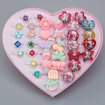 儿童戒指 女孩公主仿钻石水晶可爱宝石钻石宝宝幼儿礼物卡通宝石戒