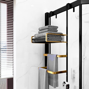 杰沙朗 浴室挂毛巾架免打孔卫生间浴巾架双杆淋浴房收纳挂架置物架