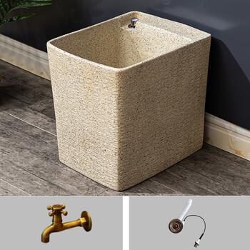 双幼家用卫生间拖把池复古拖布池阳台户外室外庭院墩陶瓷水池拖地盆5