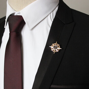 熙妃 男士胸针 绅士合金胸针海风船锚星光徽章胸章 别针款 金色滴油 办公室白领 生日 情人节礼物 船锚大号高宽4.5厘米