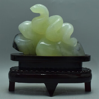 德梵蒂天然辽宁岫玉摆件岫岩玉原石生肖蛇雕件精品18号
