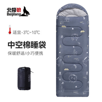 北极狼（BeiJiLang）冬季加厚户外旅行露营便携隔脏保暖室内棉小猪印花睡袋 1.8kg