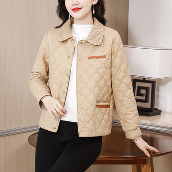 淘引冬季中年妇女妈妈羽绒服50到60岁短款中老年人冬天外套时尚菱格女