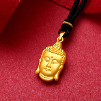 胡一天黄金吊坠女佛大日如来佛头金吊坠黄金吊牌金项坠3d硬金送老婆