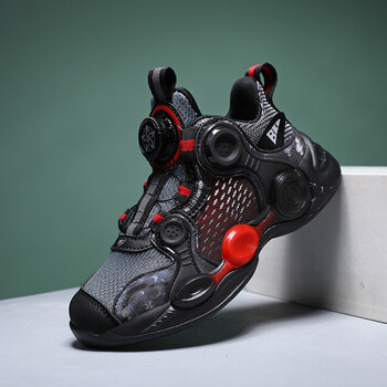 紫菅品牌男童旋钮鞋夏季儿童旋转纽扣运动鞋透气单网鞋中大童小学生