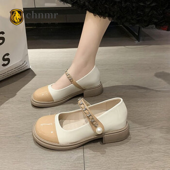 chnmr玛丽珍小皮鞋女厚底英伦风百搭2023秋季新款小香风配裙子单鞋女