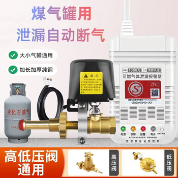 立可安 立可安科技燃气报警器 液化气罐饭店家用厨房商用煤气泄漏自动切断安全阀 新国标【报警器+钢瓶自断气阀】
