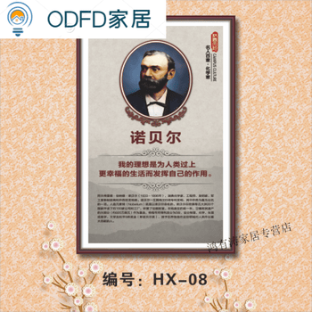 物理学家化学家生物学家数学家简介名人名言挂图校铆 hx-08 诺贝尔 40
