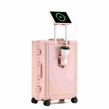 迈奇龙6229行李箱女铝框款高颜值拉杆箱皮箱密码箱 26吋粉色