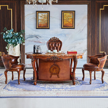 茗然居欧式茶台功夫茶几美式复古茶桌欧式实木家用茶桌小户型泡茶桌