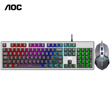 AOC KM410 键盘鼠标套装 键鼠套装 有线键鼠套装 游戏键鼠套装 鼠标 电脑键盘 笔记本键盘 黑色 自营
