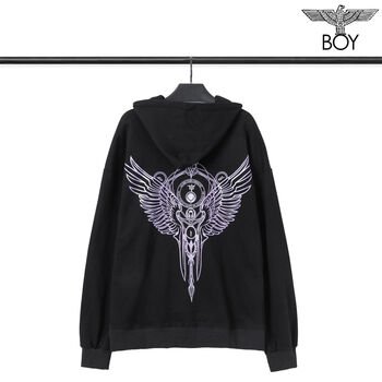 伦敦男孩(boy london) boy潮牌老鹰烫金翅膀连帽卫衣男秋 8001黑色 m