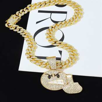 吊坠配 55cm镶钻古巴链