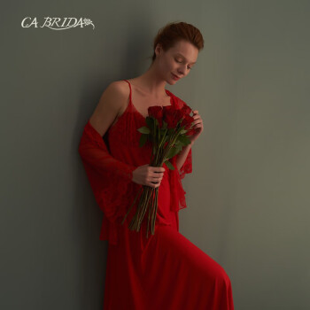 CA BRIDA嘉德丽亚春季新品情人节礼物法式浪漫红色吊带睡袍礼盒装CNS4C101 宝石红 吊带裙M